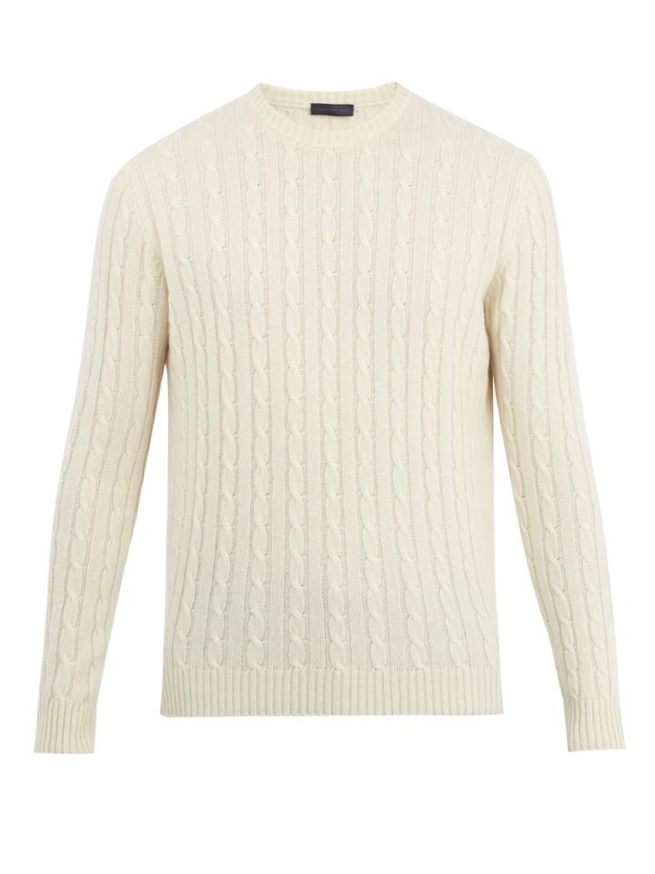 Thom Sweeney Crew-neck Cable-knit Cashmere Sweater