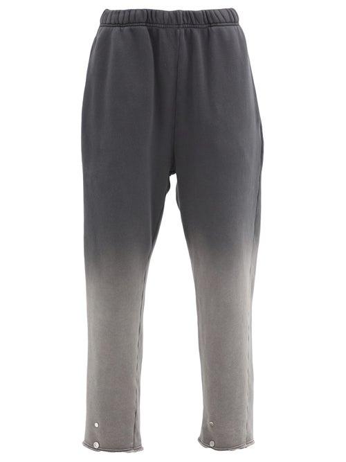 Matchesfashion.com Les Tien - Turn-up Cuff Ombr Cotton-jersey Track Pants - Womens - Black