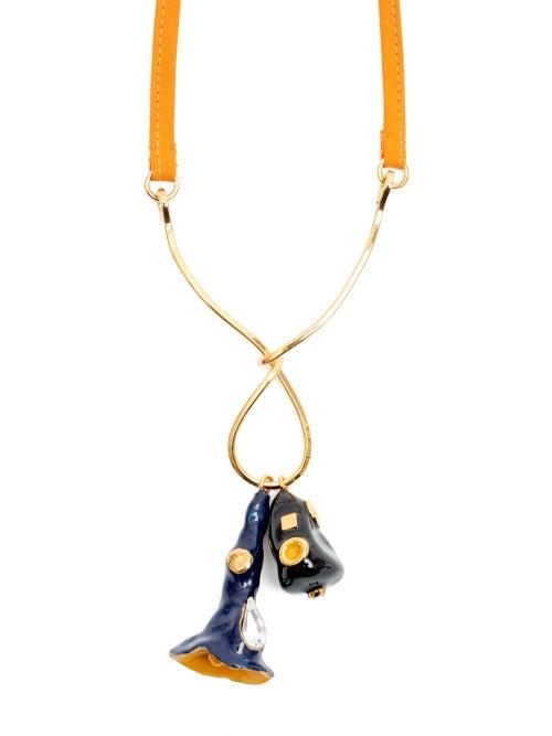 Matchesfashion.com Marni - Crystal-embellished Enamel Pendant Necklace - Womens - Orange
