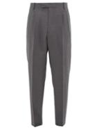 Matchesfashion.com Paul Smith - Cropped Pleated Virgin Wool Trousers - Mens - Grey
