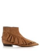 Jw Anderson Ruffled Suede Ankle Boots
