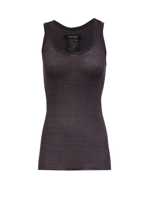 Matchesfashion.com Isabel Marant - Louisanea Ribbed Silk-jersey Tank Top - Womens - Black