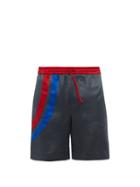 Matchesfashion.com Gucci - Logo-embroidered Hammered-satin Shorts - Mens - Dark Grey