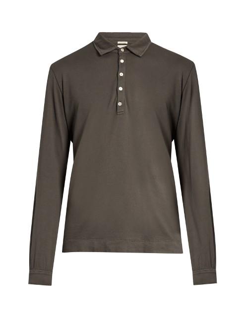 Massimo Alba Long-sleeved Cotton And Cashmere-blend Polo Shirt