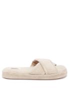 Ladies Shoes Skin - Kyoto Crossover-strap Organic-cotton Terry Slides - Womens - Beige