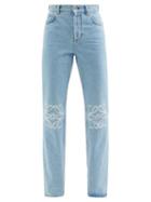 Loewe - Anagram-embroidered Straight-leg Jeans - Womens - Light Denim