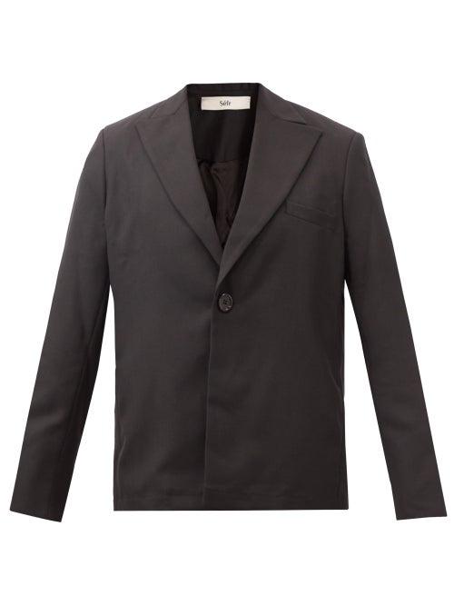 Sfr - Power Single-button Twill Blazer - Mens - Black