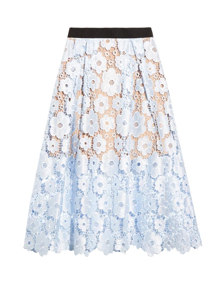 Self-portrait Flower Garden Guipure-lace Midi Skirt