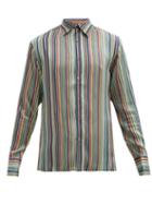 Matchesfashion.com 73 London - Striped Silk Satin Shirt - Mens - Multi