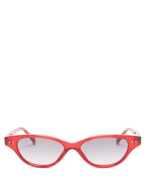 Matchesfashion.com Linda Farrow - Cat Eye Acetate Sunglasses - Womens - Red