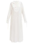 Matchesfashion.com Ann Demeulemeester - Sailor-collar Laced Gauze Shirt Dress - Womens - White