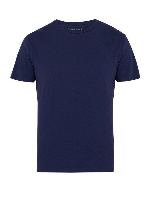 Matchesfashion.com Frescobol Carioca - Crew Neck Cotton Blend T Shirt - Mens - Navy
