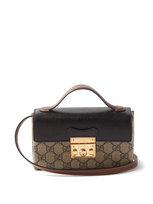 Gucci - Padlock Mini Gg-monogram Cross-body Bag - Womens - Black Beige