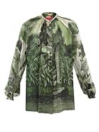 F.r.s - For Restless Sleepers - Piroi Jungle-print Silk-crepe Blouse - Womens - Green