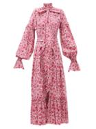 Matchesfashion.com The Vampire's Wife - The Kaftan Liberty-print Cotton Dress - Womens - Pink White