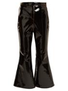 Matchesfashion.com Ellery - Outlaw Kick Flare Cropped Patent Trousers - Womens - Black