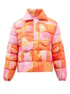 Erl - Swirl-print Panelled Quilted Down Jacket - Mens - Pink