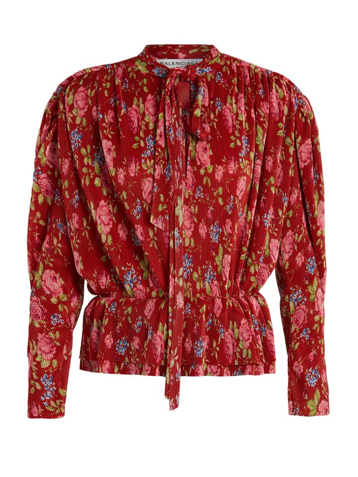 Balenciaga Pleated Lavalliere Blouse