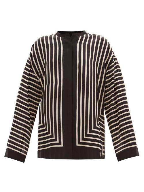 Totme - Stripe-print Silk-crepe Blouse - Womens - Black Multi