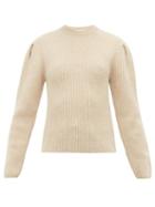 Matchesfashion.com Lemaire - Pleated Sleeve Ribbed Wool Sweater - Womens - Cream