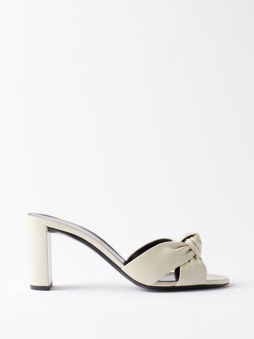 Saint Laurent - Bianca 75 Knotted Leather Mule Sandals - Womens - White