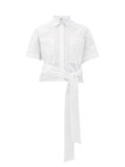 Matchesfashion.com Msgm - Waist Tie Cotton-poplin Shirt - Womens - White