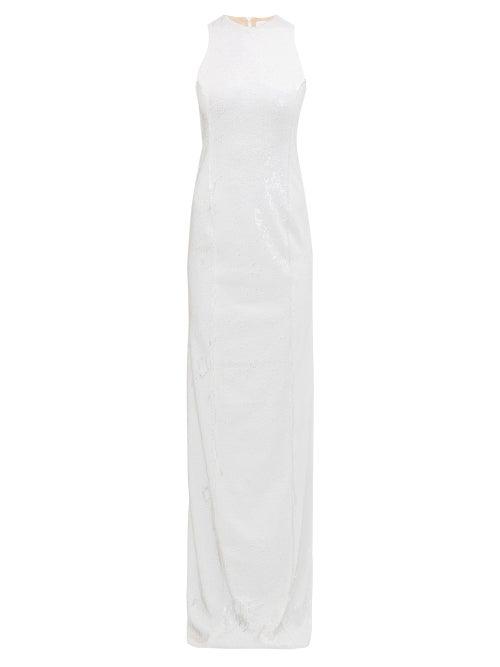 Matchesfashion.com Galvan - Cannes Racerback Sequinned Crepe Dress - Womens - White