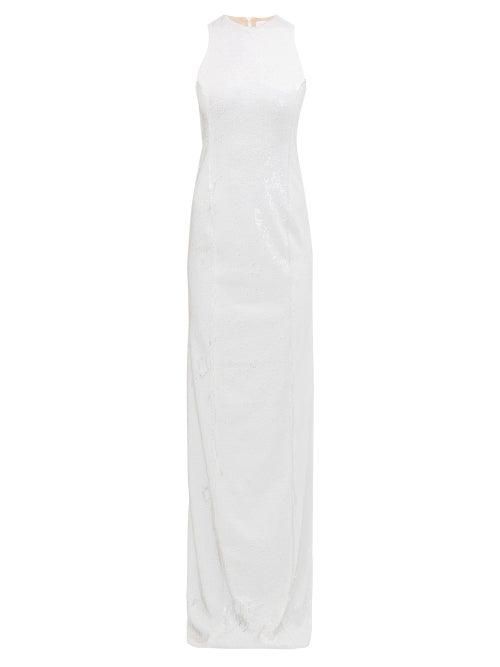 Matchesfashion.com Galvan - Cannes Racerback Sequinned Crepe Dress - Womens - White