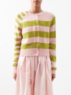 Molly Goddard - Teresa Striped Lambswool Cardigan - Womens - Pink Green