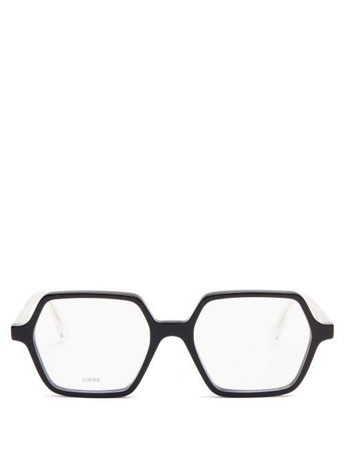 Matchesfashion.com Loewe - Hexagonal Acetate Glasses - Womens - Black