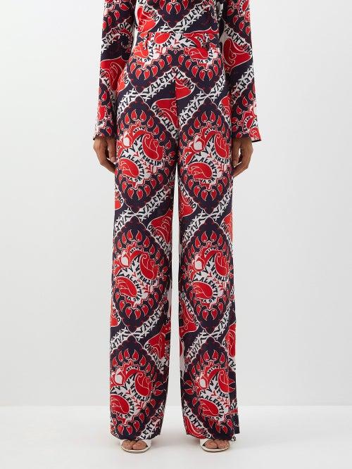 Valentino - Archive Manifesto Bandana-print Silk Trousers - Womens - Red Multi