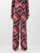 Valentino - Archive Manifesto Bandana-print Silk Trousers - Womens - Red Multi