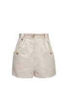 Matchesfashion.com Isabel Marant Toile - Palino Pleated-front High-rise Cotton Shorts - Womens - Beige