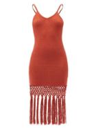 Matchesfashion.com Joostricot - Tasselled Linen-blend Jersey Dress - Womens - Red