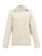 Matchesfashion.com Deveaux - Scarf Neck Cashmere Sweater - Mens - Cream