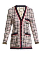 Matchesfashion.com Gucci - Logo Appliqu Tweed Cardigan - Womens - White Multi