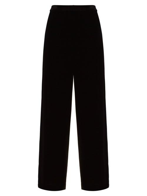 Joseph - Mawn Wide-leg Velvet Trousers - Womens - Black