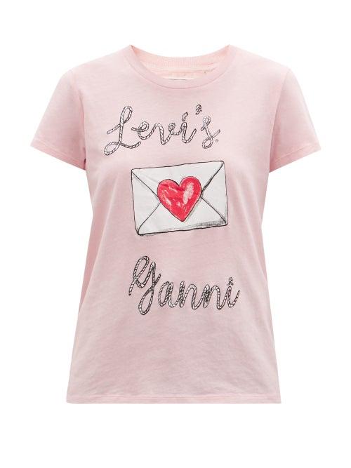 Matchesfashion.com Ganni - X Levi's Perfect Envelope Cotton-blend T-shirt - Womens - Pink Print