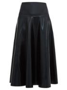 Matchesfashion.com Norma Kamali - Flared Coated Jersey Midi Skirt - Womens - Black