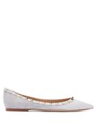 Matchesfashion.com Valentino - Rockstud Flat Suede Pumps - Womens - Grey