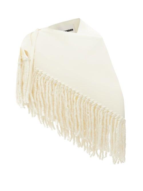 Ladies Accessories Jil Sander - Tasselled Wool Shawl - Womens - Cream