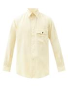 Matchesfashion.com L.e.j - Officer's Flap-pocket Silk-crepe Shirt - Mens - Yellow