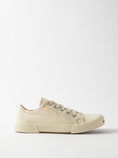 Balenciaga - Paris Distressed Canvas Trainers - Womens - White