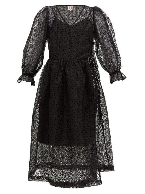 Matchesfashion.com Shrimps - Trinity Floral Organza Dress - Womens - Black