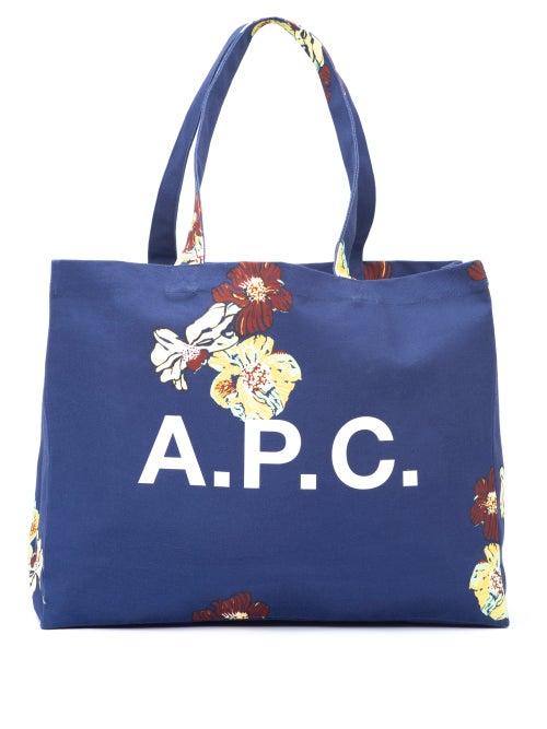 Matchesfashion.com A.p.c. - Diane Logo And Flower-print Cotton Tote - Mens - Navy Multi