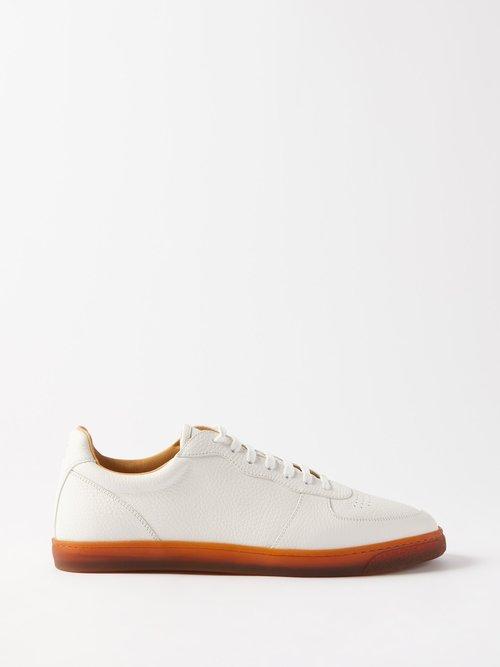 Brunello Cucinelli - Vitello Perforated Leather Trainers - Mens - White Brown
