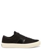 Mens Shoes Tom Ford - Cambridge Leather-trim Suede Trainers - Mens - Black White