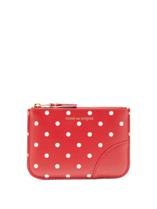 Matchesfashion.com Comme Des Garons Wallet - Polka-dot Leather Coin Purse - Womens - Red Multi