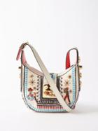 Christian Louboutin - Carasky Loubi Mini Embroidered Shoulder Bag - Womens - Beige Multi
