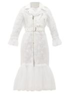 Matchesfashion.com Noir Kei Ninomiya - Peplum-hem Floral-appliqu Tulle Coat - Womens - White